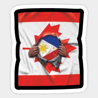 Philippines Flag Canadian Flag Ripped - Gift for Filipino From Philippines Sticker